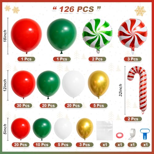 Red Green White Christmas Balloon Garland Arch Kit C9216