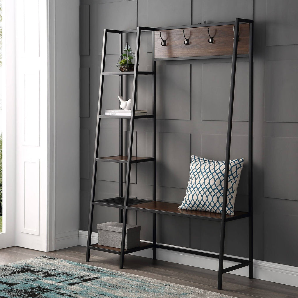72 inch Dark Walnut Hall Tree with Storage Q2946