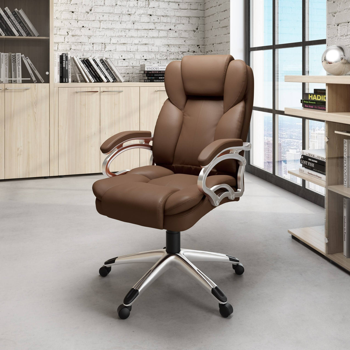Caramel Brown Leatherette Executive Office Chair N290