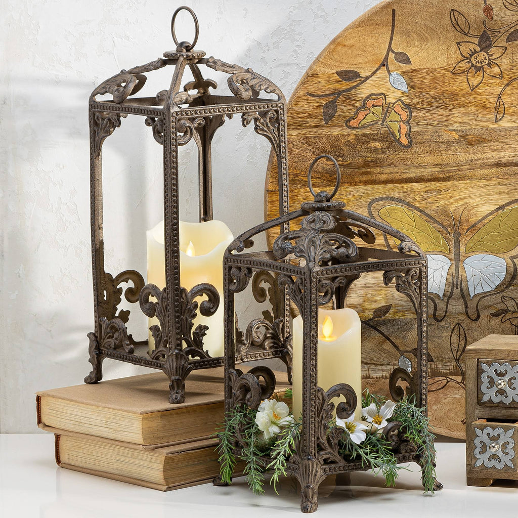 Tall Brown Metal Lantern O6364