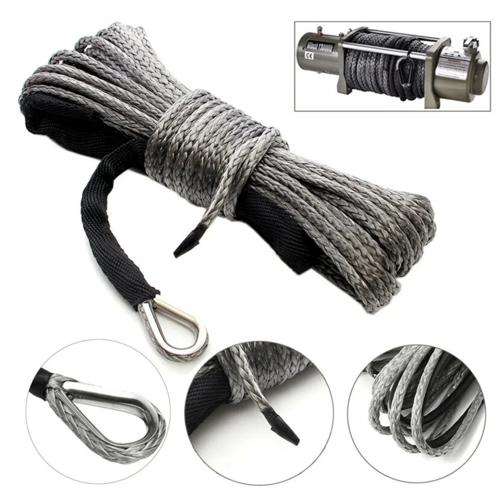 Gray Synthetic Winch Line Rope with Sheath I304