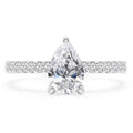 1.6 CTW Pear Diamond Solitaire Engagement Ring in 14K White Gold S964
