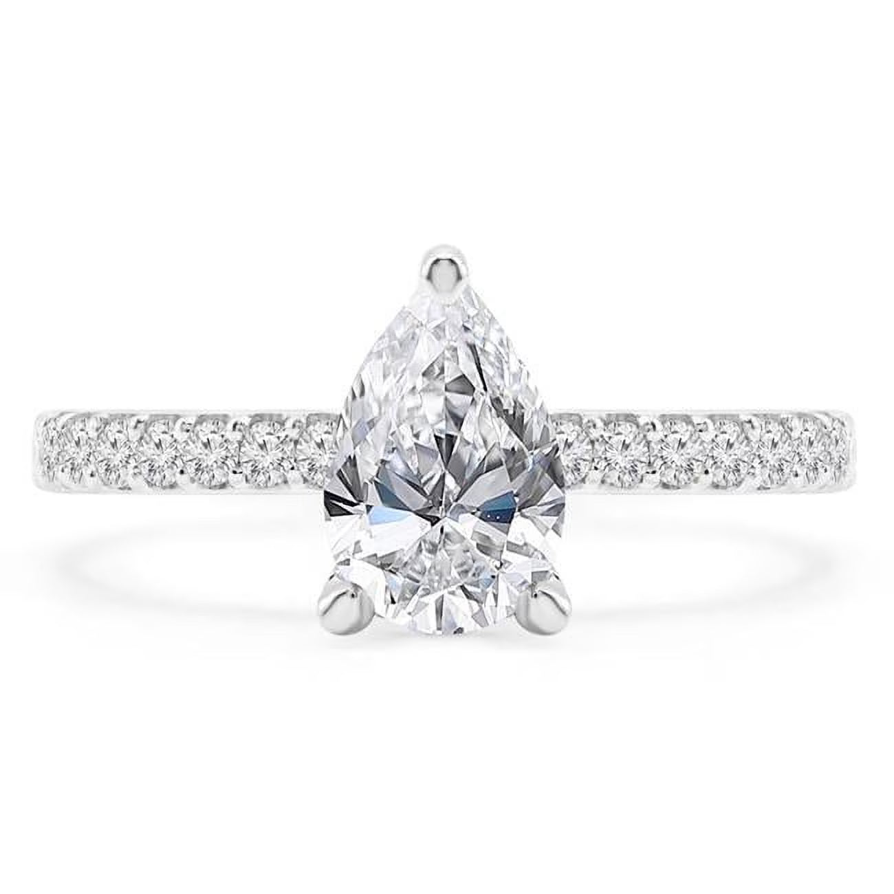1.6 CTW Pear Diamond Solitaire Engagement Ring in 14K White Gold S964