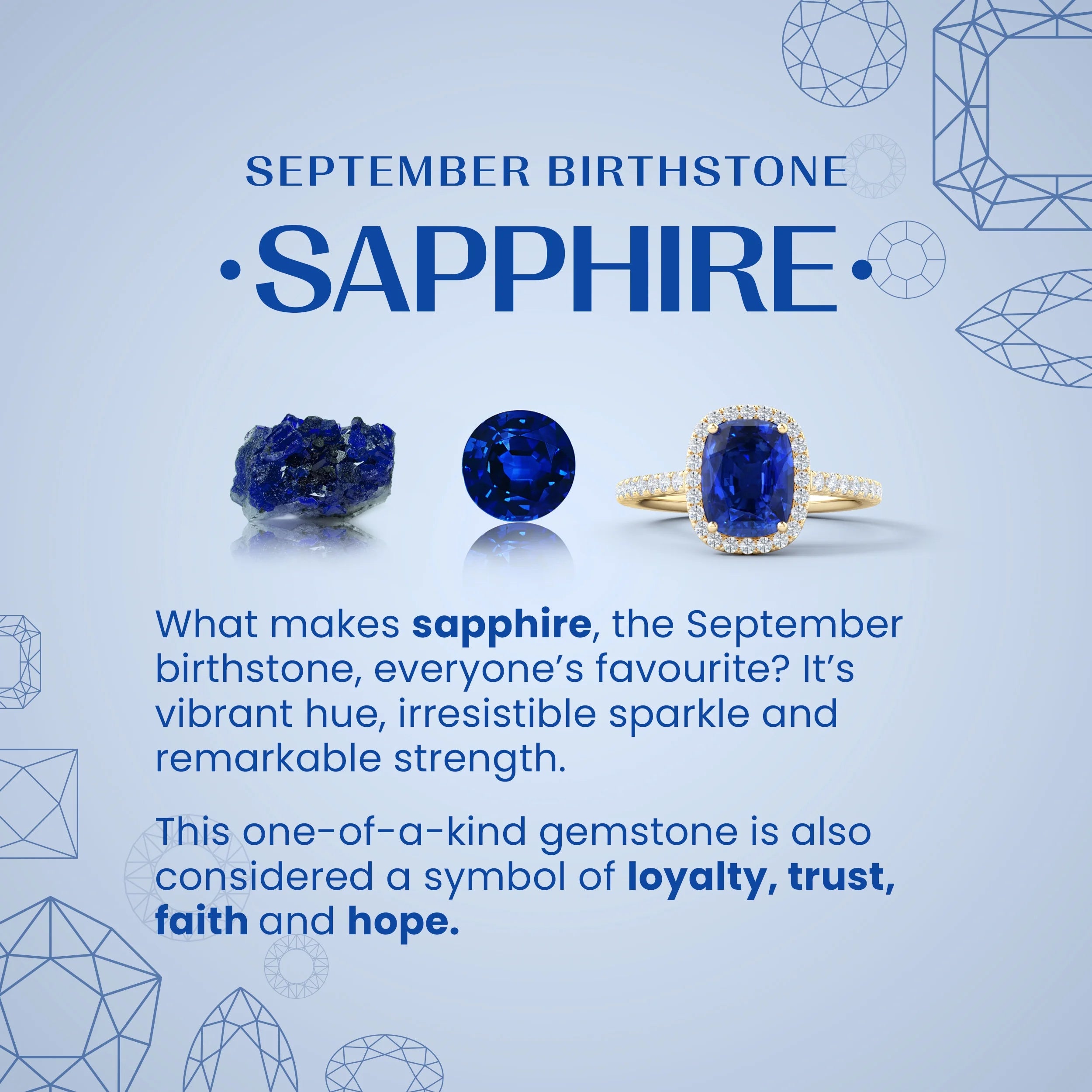 Blue Sapphire Teardrop Pendant Necklace in 14K White Gold U1680