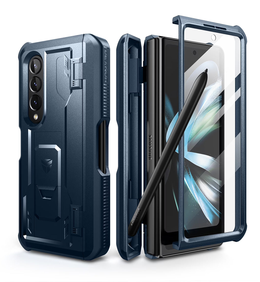 Navy Blue Full Body Shockproof Rugged Case with Built-in Screen Protector & Kickstand & S Pen Slot P911