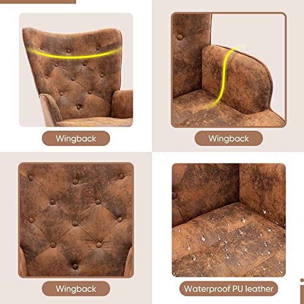 Brow Microfiber Cushioned Wingback Armchairs Set Q980