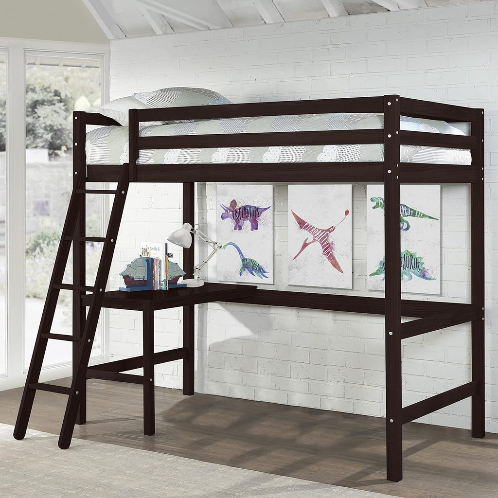 White Twin Loft Bed V5070