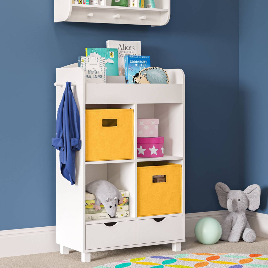 White Kids Cubby Storage Cabinet with Bookrack G5405