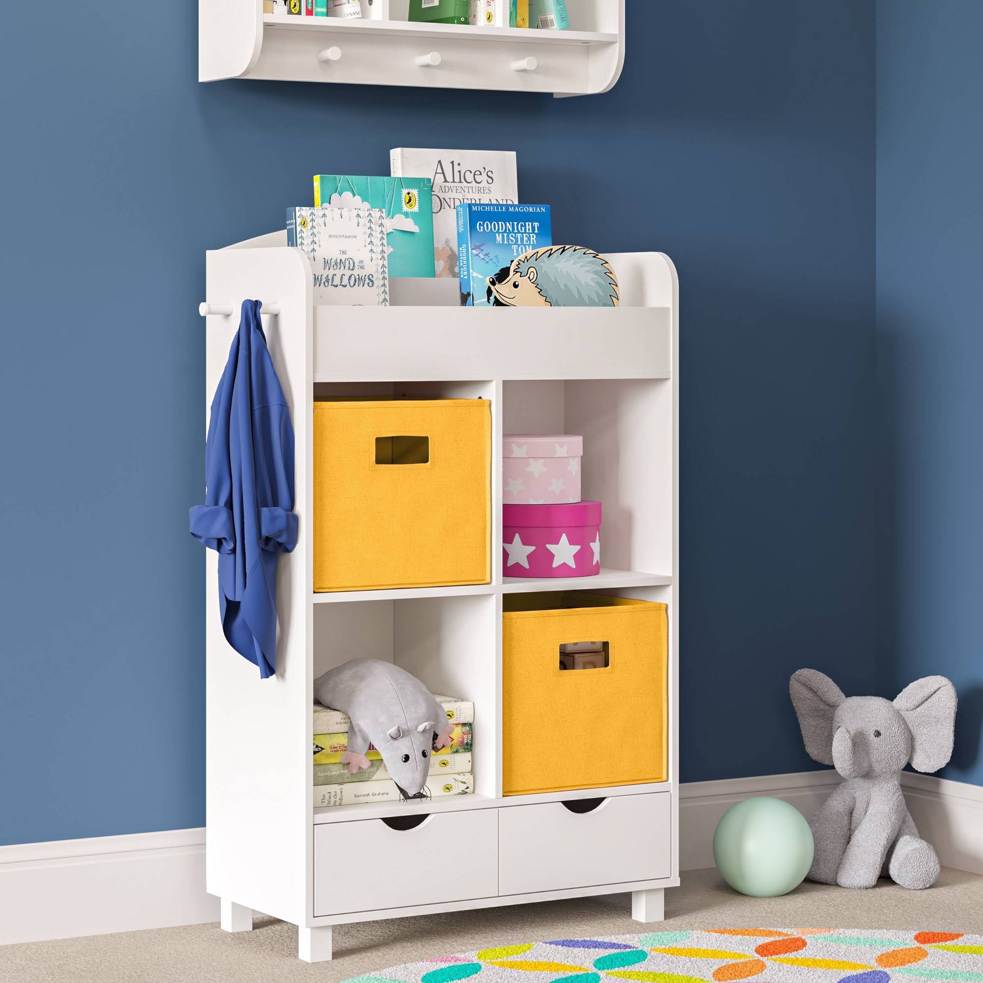 White Kids Cubby Storage Cabinet with Bookrack G5405