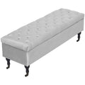 Tufted Storage Bench in French Pearl Gray Velvet K229