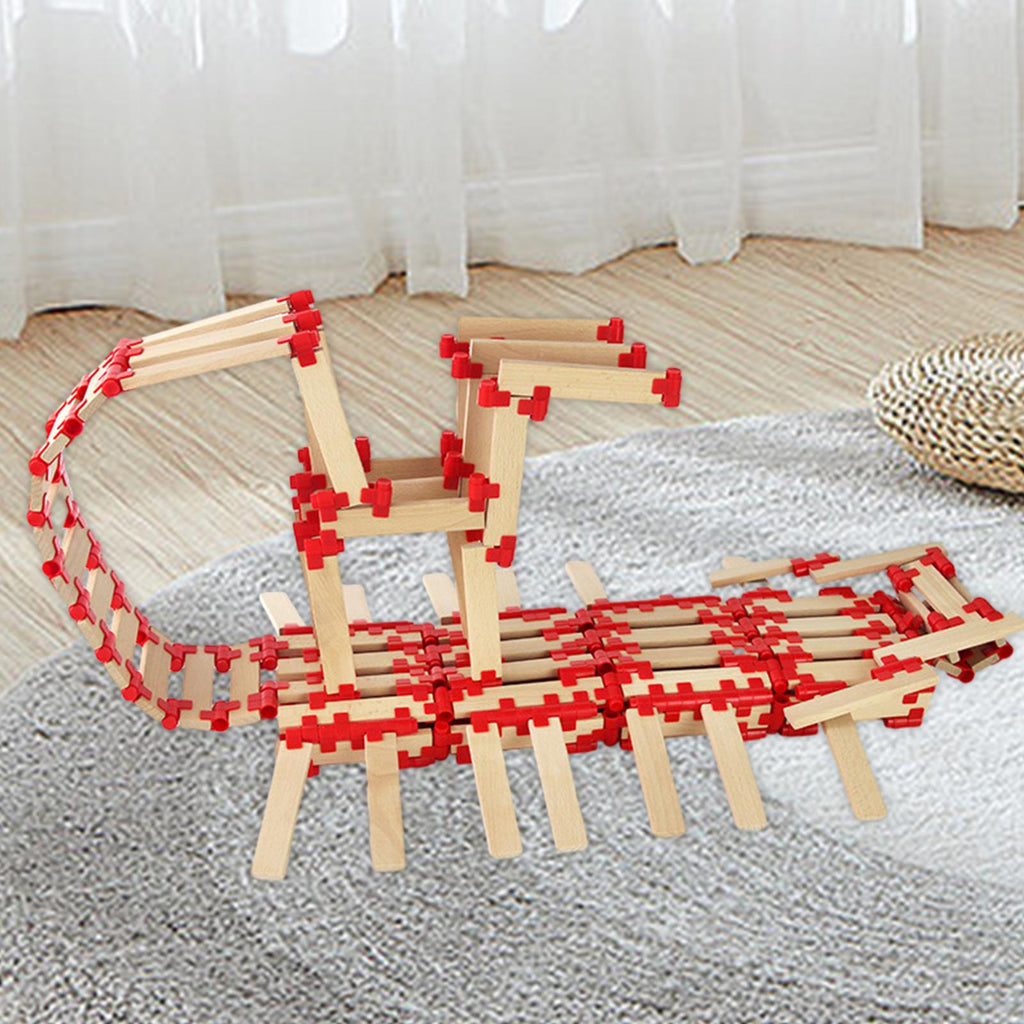 100 Pieces Wooden Blocks Stacking Game Building Kits Board Games A2222