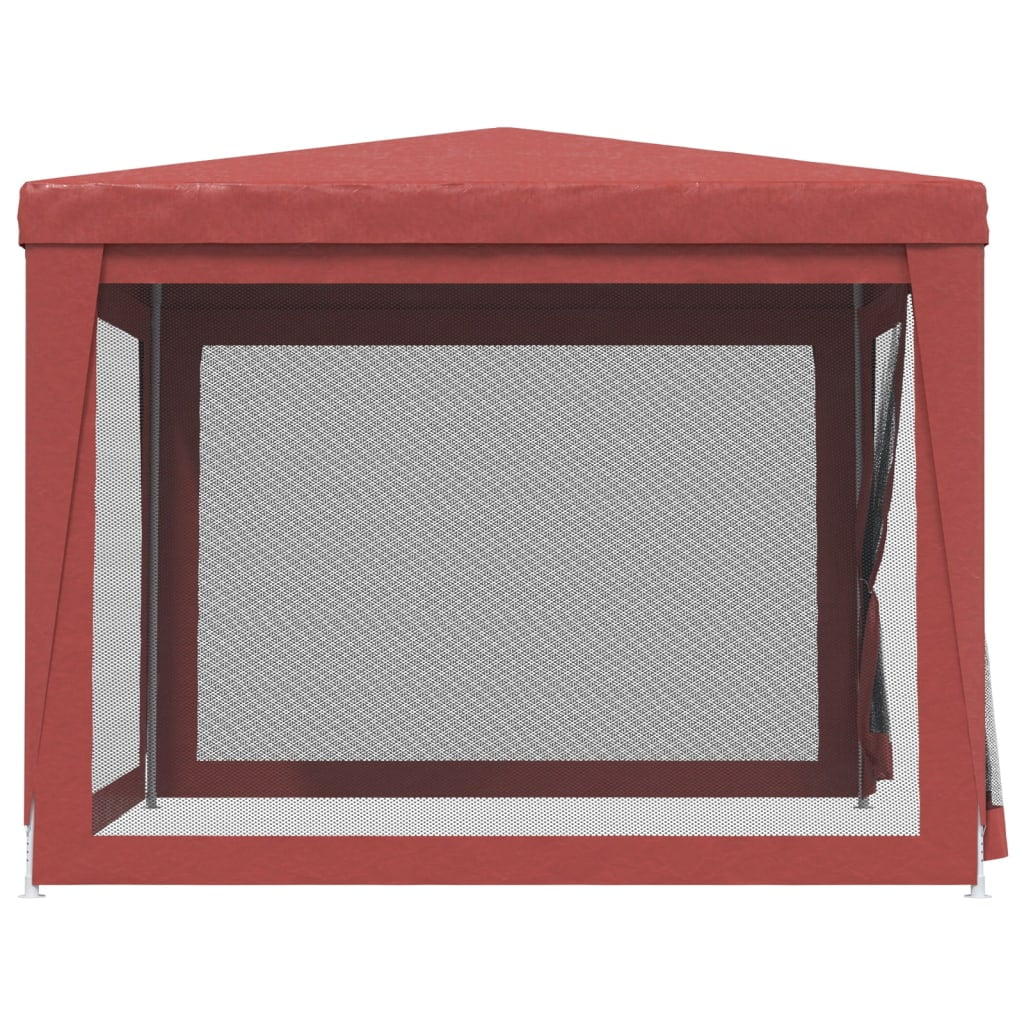 Party Tent with 4 Mesh Sidewalls Red 9.8'x9.8' HDPE T239