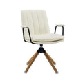 Off White Faux Leather Swivel Arm Chair P2763