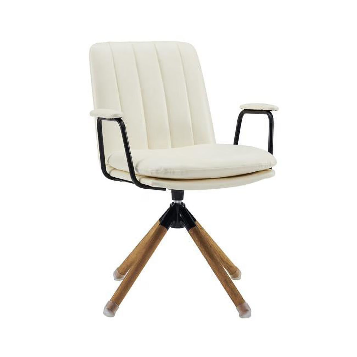 Off White Faux Leather Swivel Arm Chair P2763