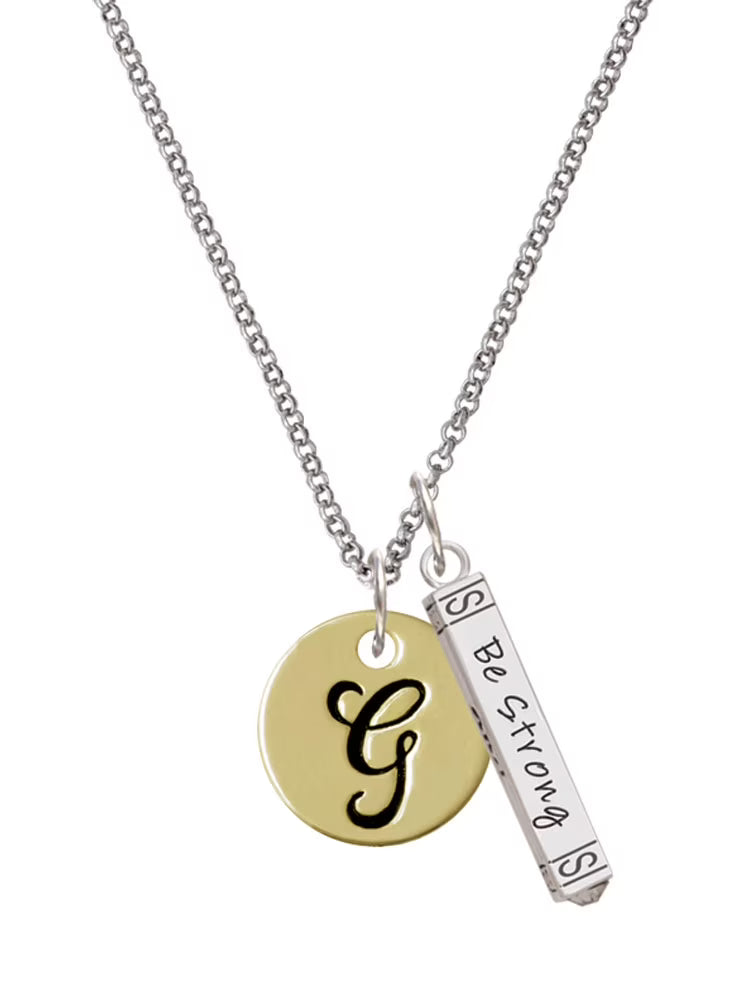Goldtone Disc Letter G Bar Charm Necklace, 23" I4586