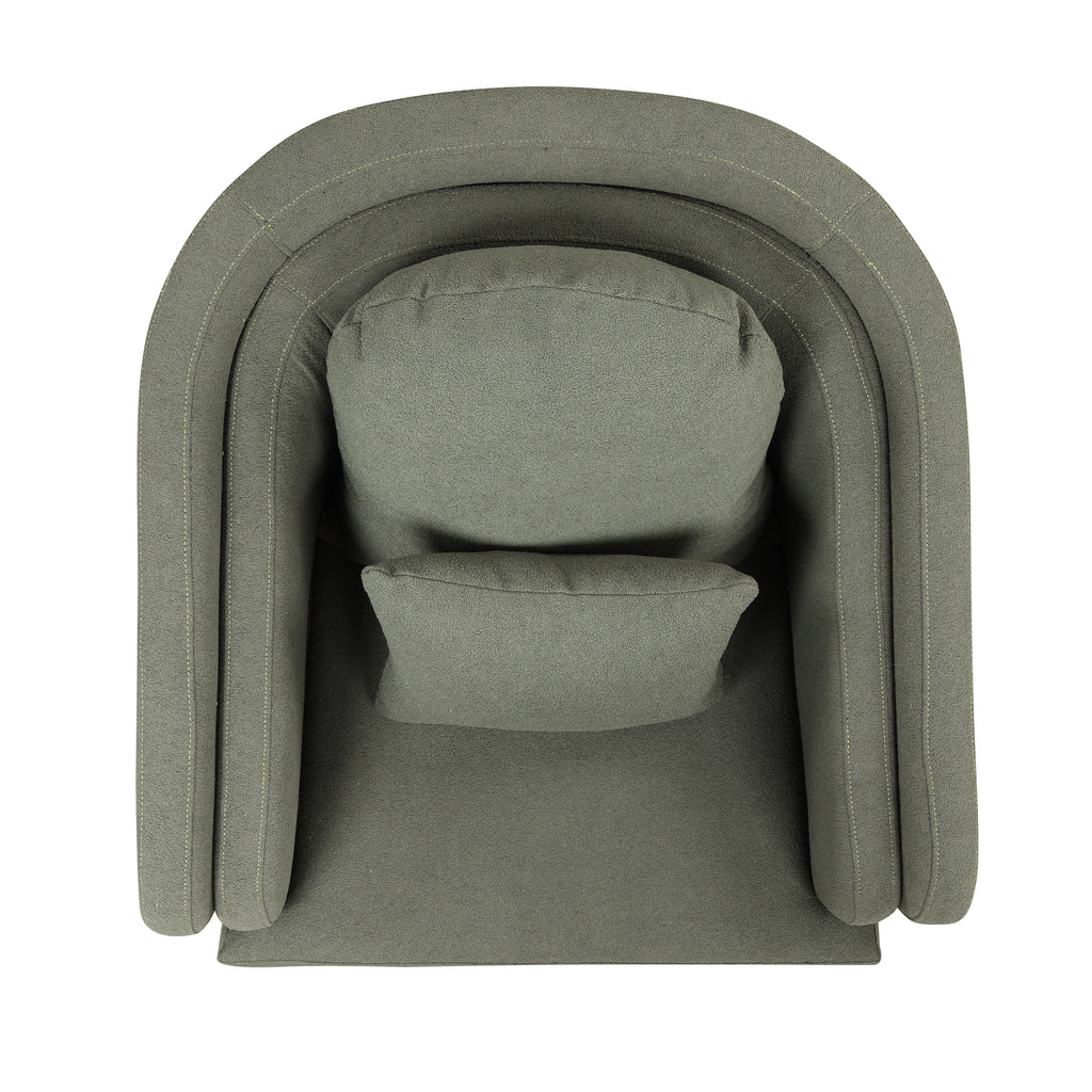 Seaweed Green Upholstered Accent Chair with Lumbar Pillow and Metal Legs Y834