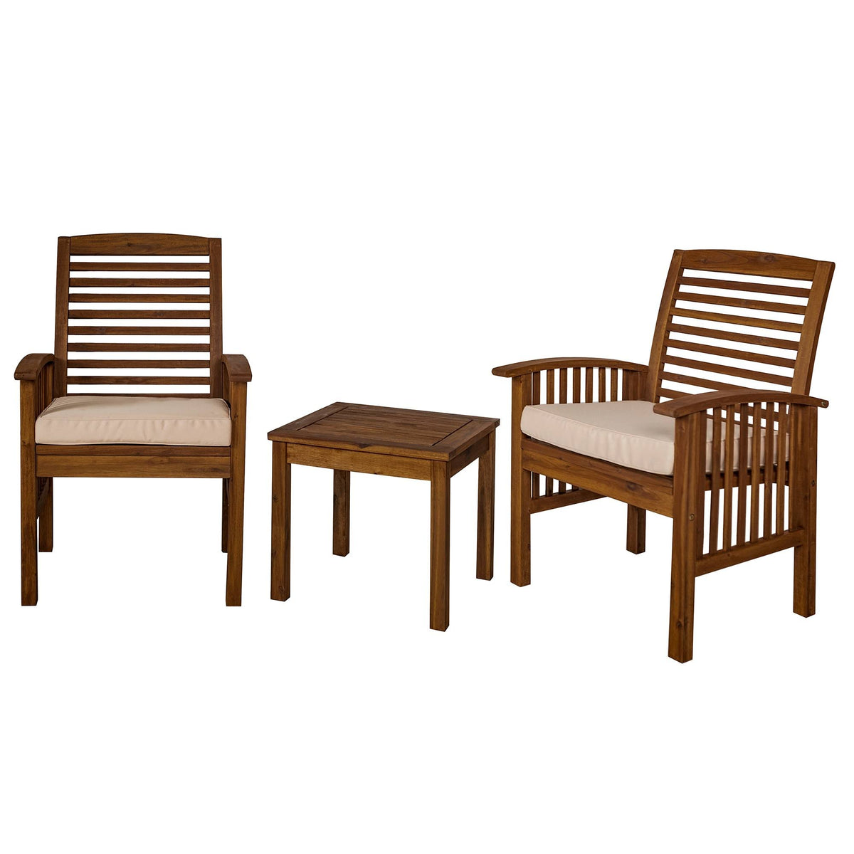 3PC Acacia Wood Patio Chairs and Side Table Espresso Brown G887516