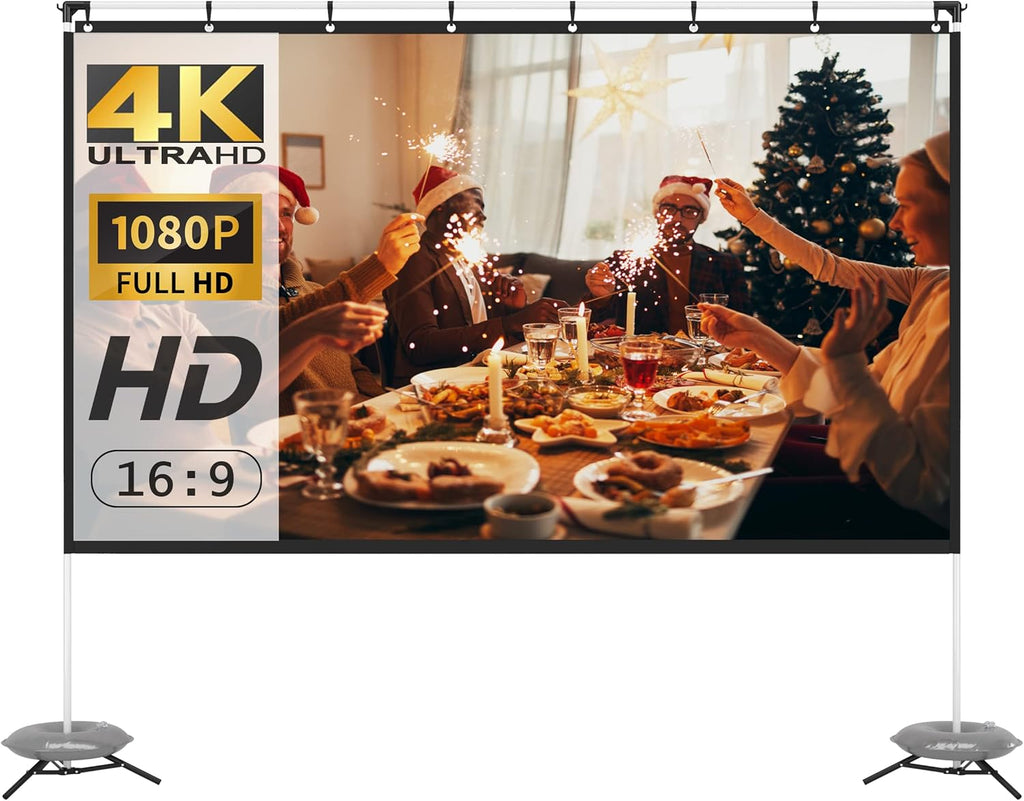 120 Inch 16:9 Portable Projector Screen with Stand and Carry Bag M642