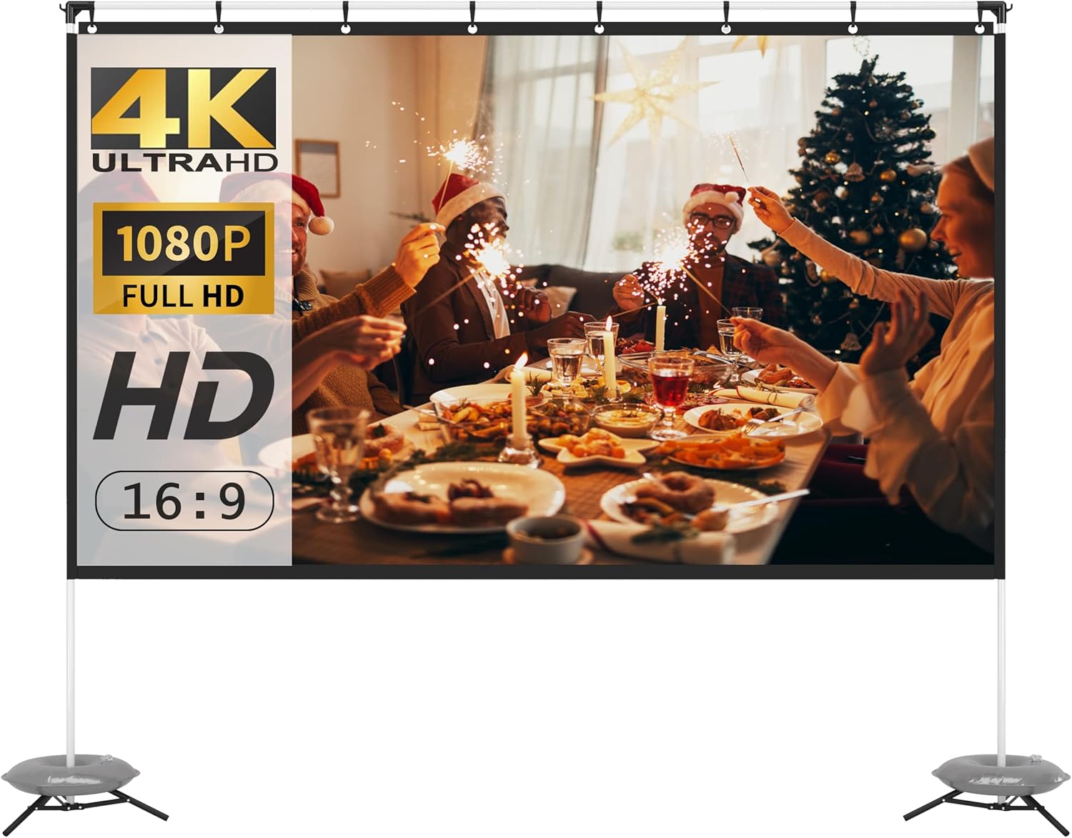 120 Inch 16:9 Portable Projector Screen with Stand and Carry Bag M642