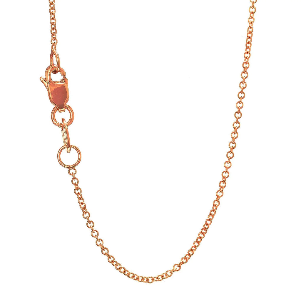 14k Solid Rose Gold 0.7 mm Round Cable Chain Necklace, Lobster Claw Clasp, 16 Inches U827