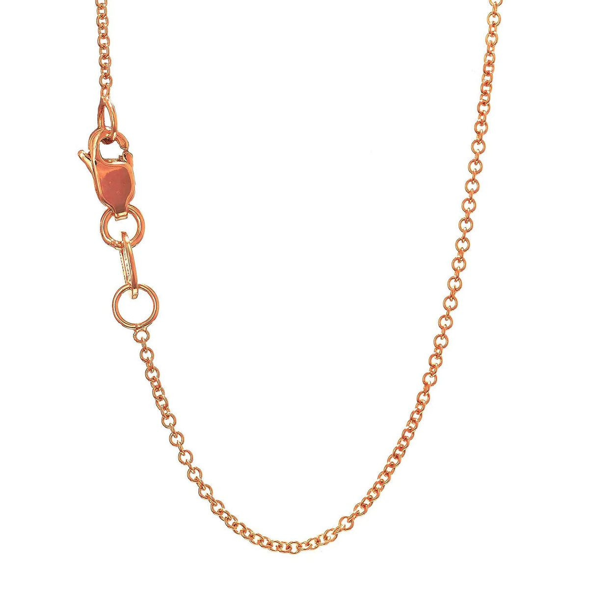 14k Solid Rose Gold 0.7 mm Round Cable Chain Necklace, Lobster Claw Clasp, 16 Inches U827