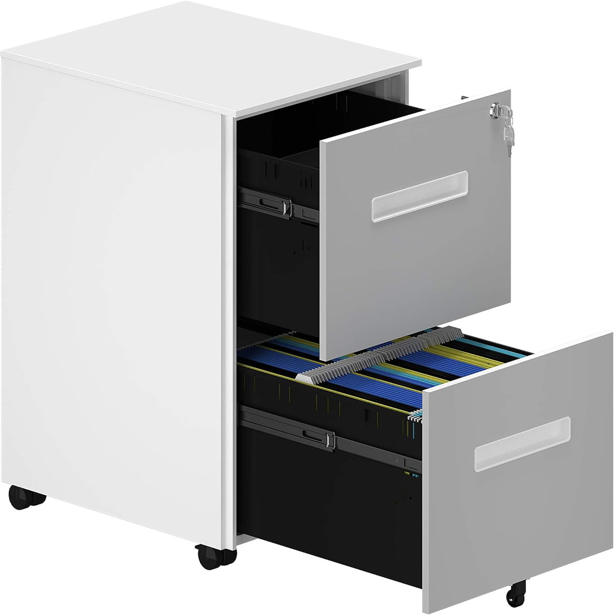 Gray and White 2-Drawer Metal File Cabinet Q83729