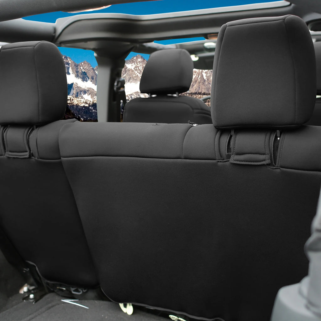 Black Neoprene Rear Seat Covers for Jeep Wrangler JK 4DR D2114