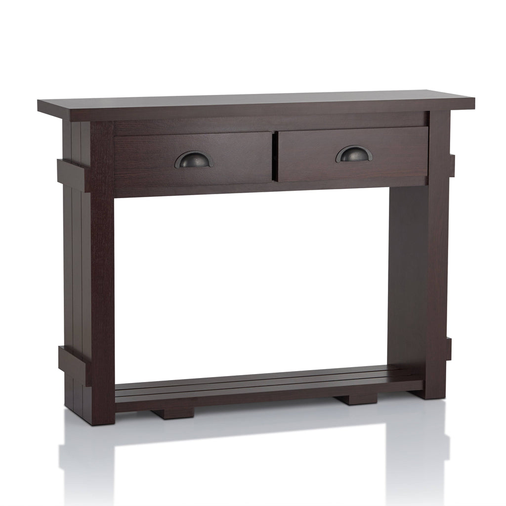 Farmhouse Walnut 2-Drawer Console Table R636