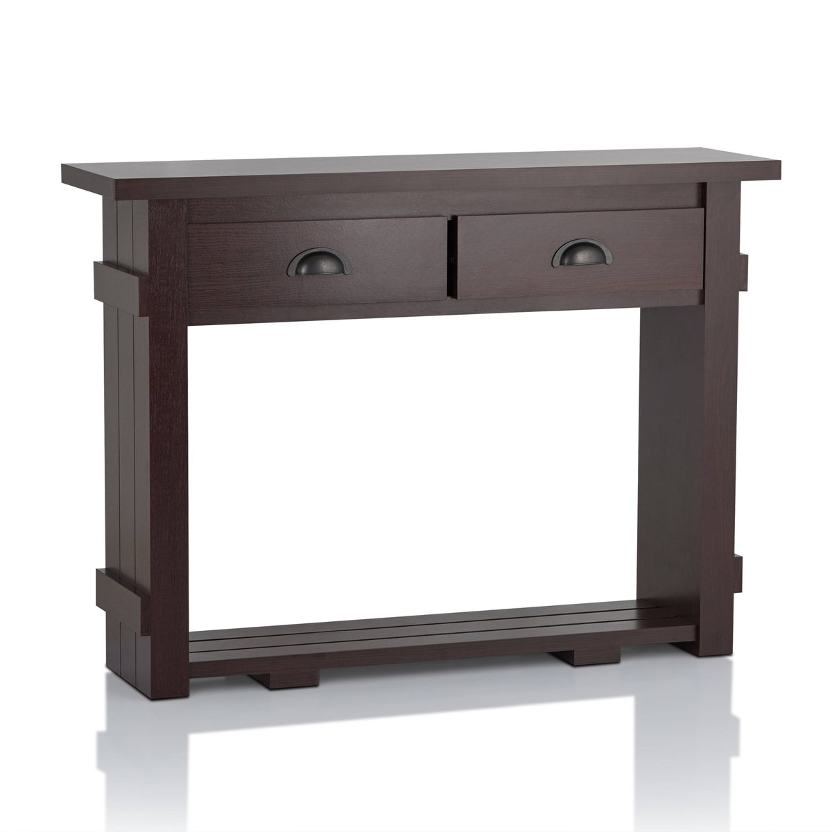Farmhouse Walnut 2-Drawer Console Table R636