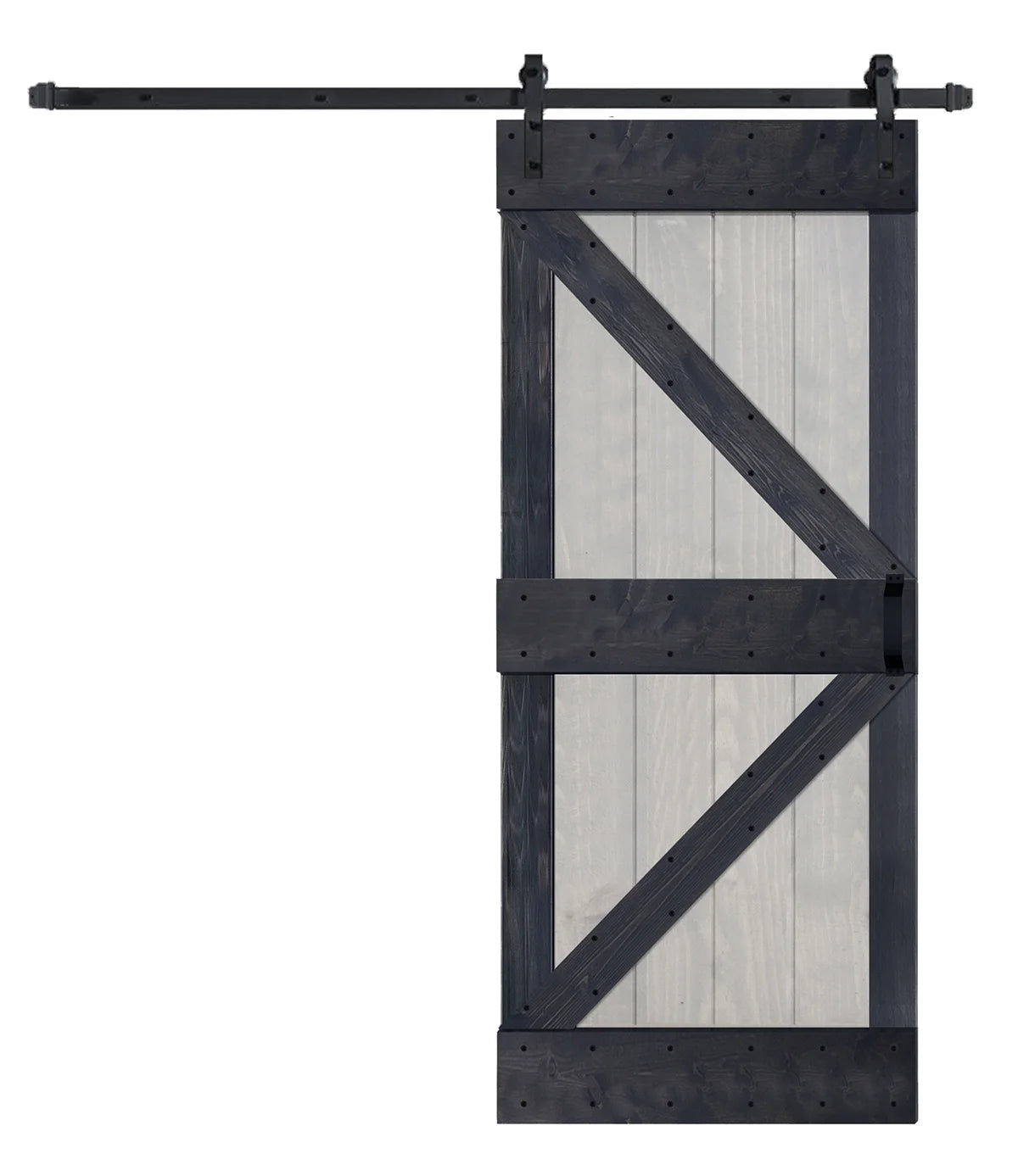 French Gray/Carbon Gray Knotty Pine Wood Sliding Barn Door With Installation Hardware Kit X68364
