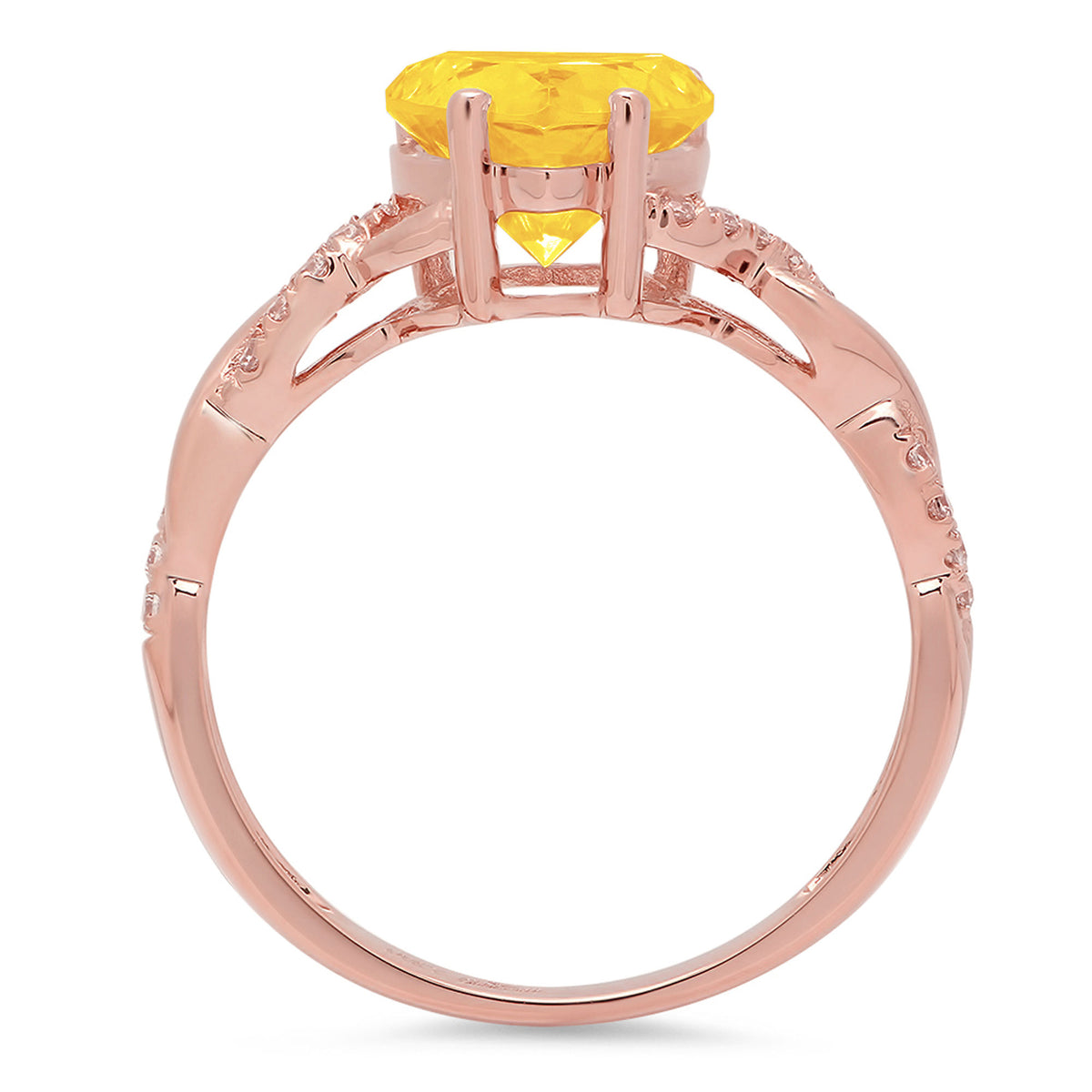 2.1ct Heart Cut Yellow Citrine 18k Rose Gold Ring H823
