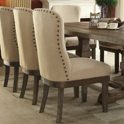 Beige Linen Side Chair Set-2 B387