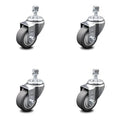3 inch Thermoplastic Rubber Wheel Swivel Threaded Stem Caster Set 2 Brake K29100