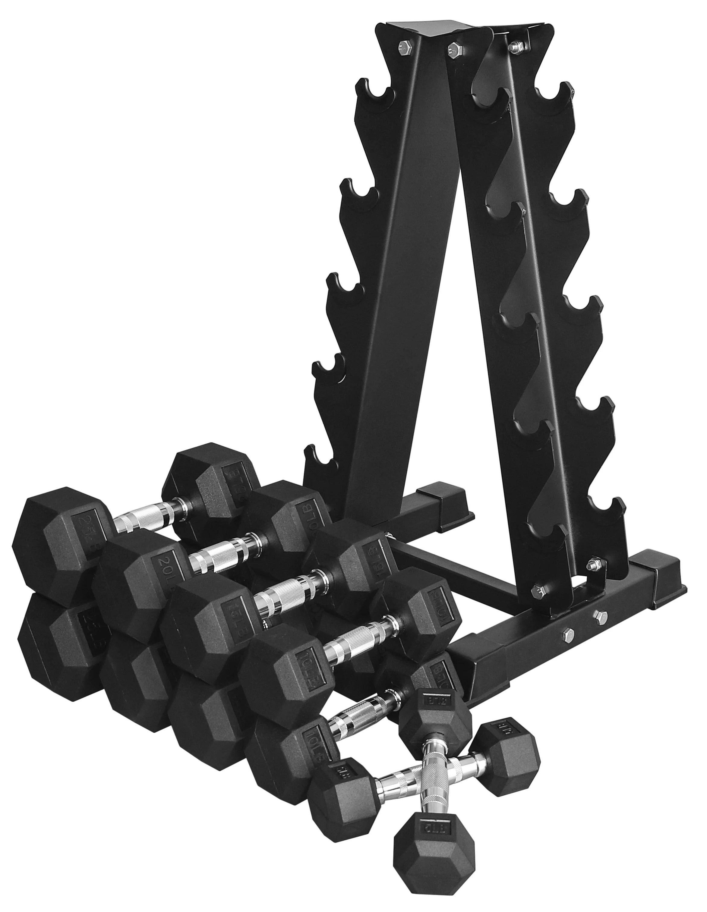 150LB Coated Hex Dumbbell Weight Set with A-Frame Storage Rack L886280