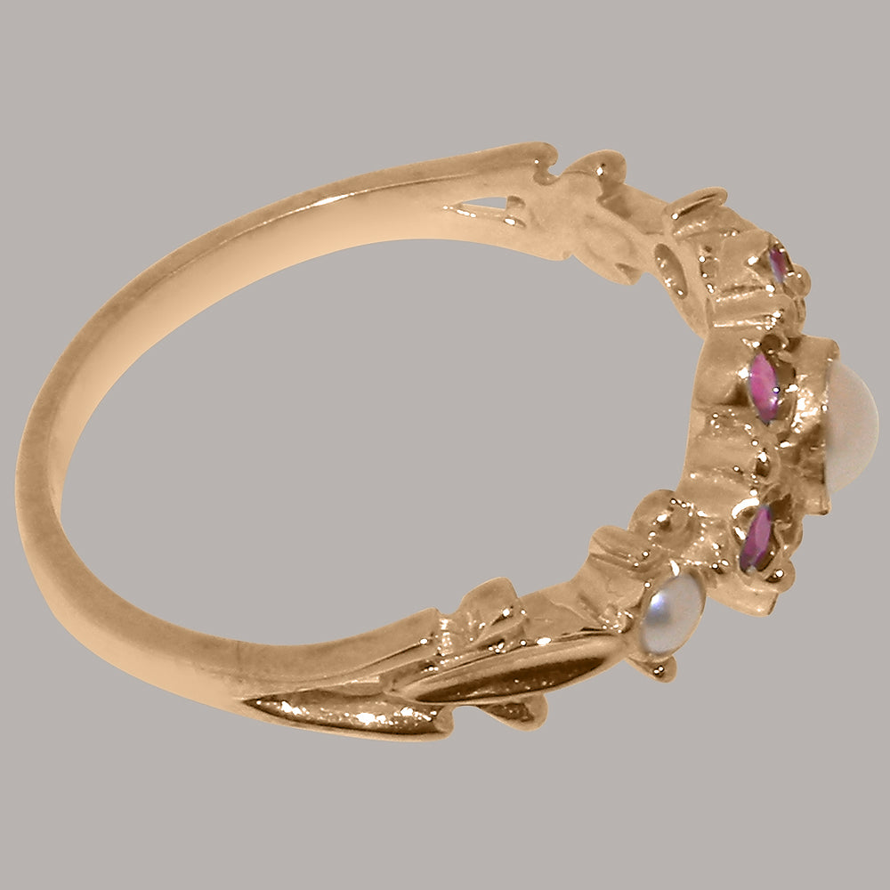 14k Rose Gold Cultured Pearl Ruby Ring Y60734
