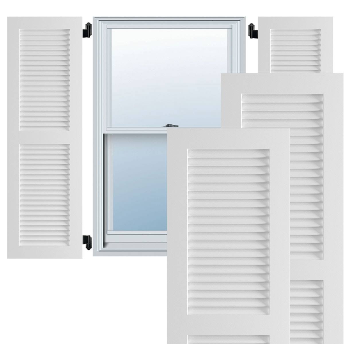 18x22W x 43x22H White Exterior Composite Louvered Shutters A82903