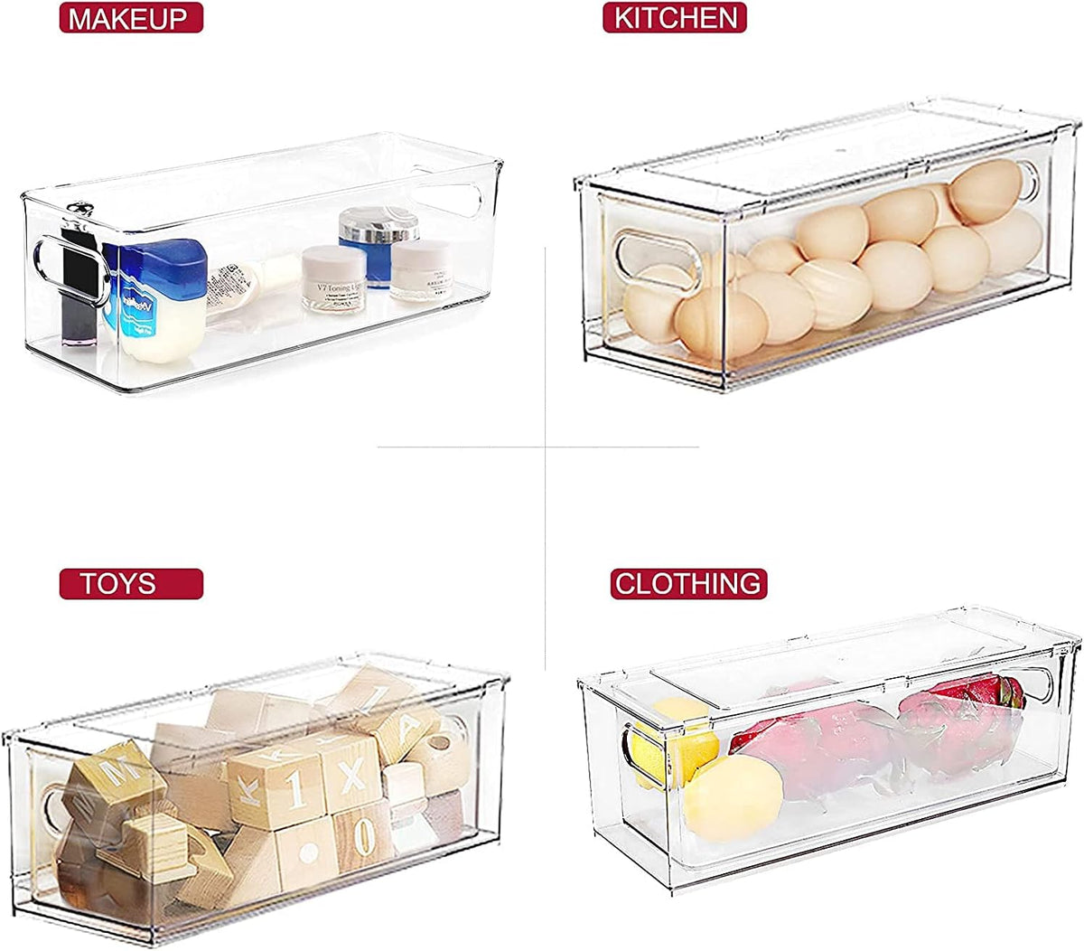 3 Pack Refrigerator Organizer Bins with Pull-out Drawer V449