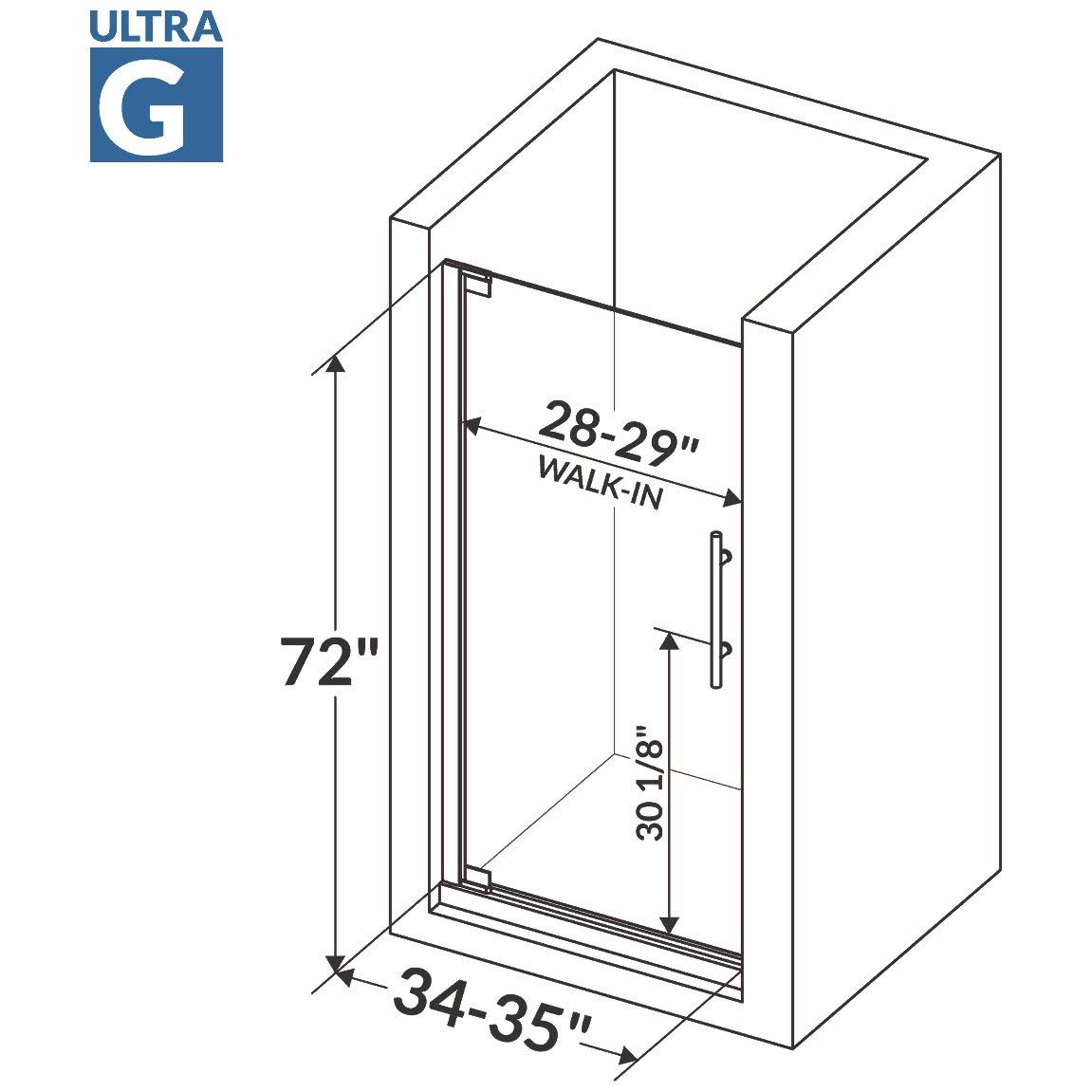 Chrome 34-35W x 72H Pivot Swing-Out Shower Door E7113
