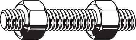 Threaded Stud, Plain, 3/4-10X7-3/4, PK40 L761290