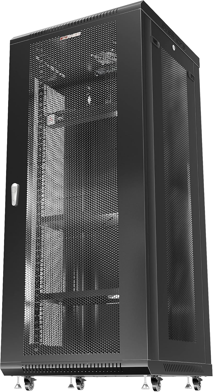 Wall Mount Server Rack Locking Network Cabinet 18 U Vented Enclosure with Casters Shelf V927031