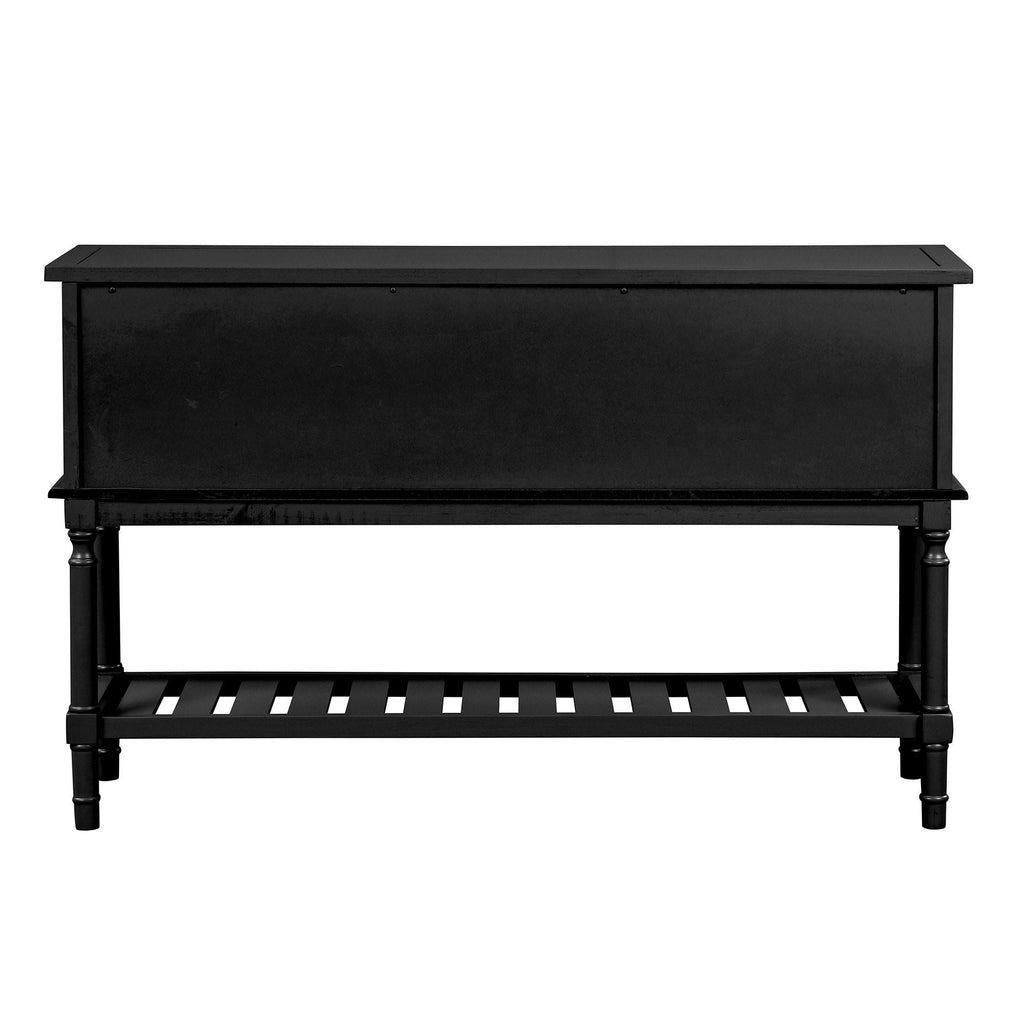 Black Navy Blue Console Table with 2 Drawer Cabinet Shelf B69863
