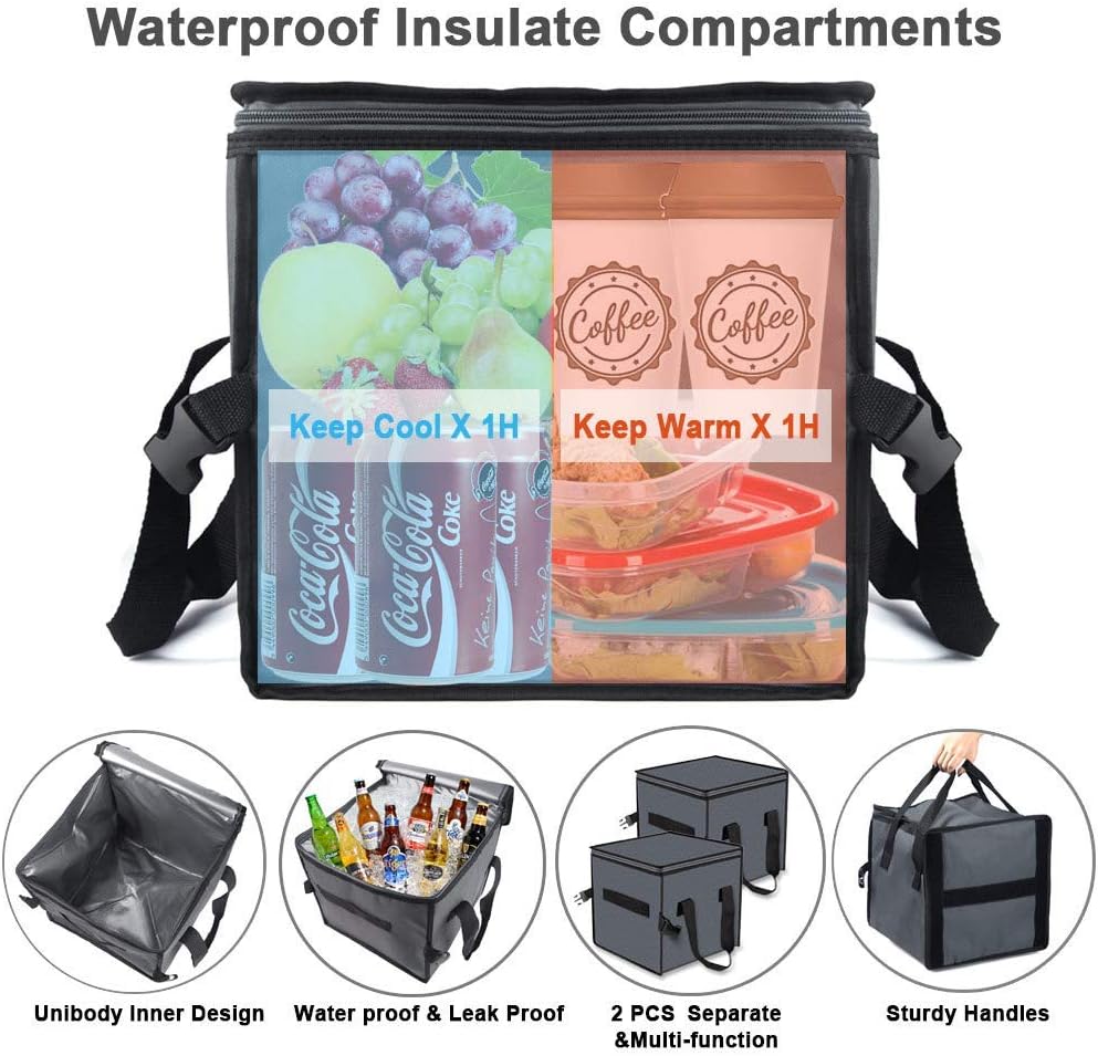 Car Trunk Organizer with Insulation Cooler Bags, Collapsible Portable, 4 Compartments Convertible, Washable S465340