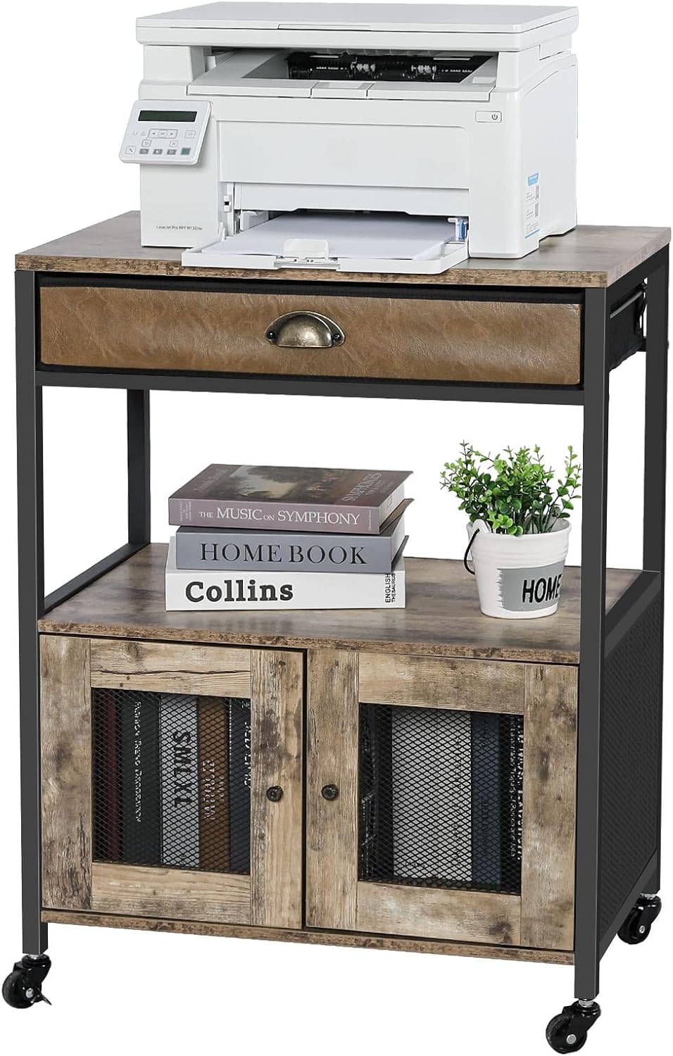 Mobile Printer Stand with Storage and Drawer X680177