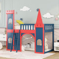Red and Blue Twin Size Loft Bed with Ladder E9605