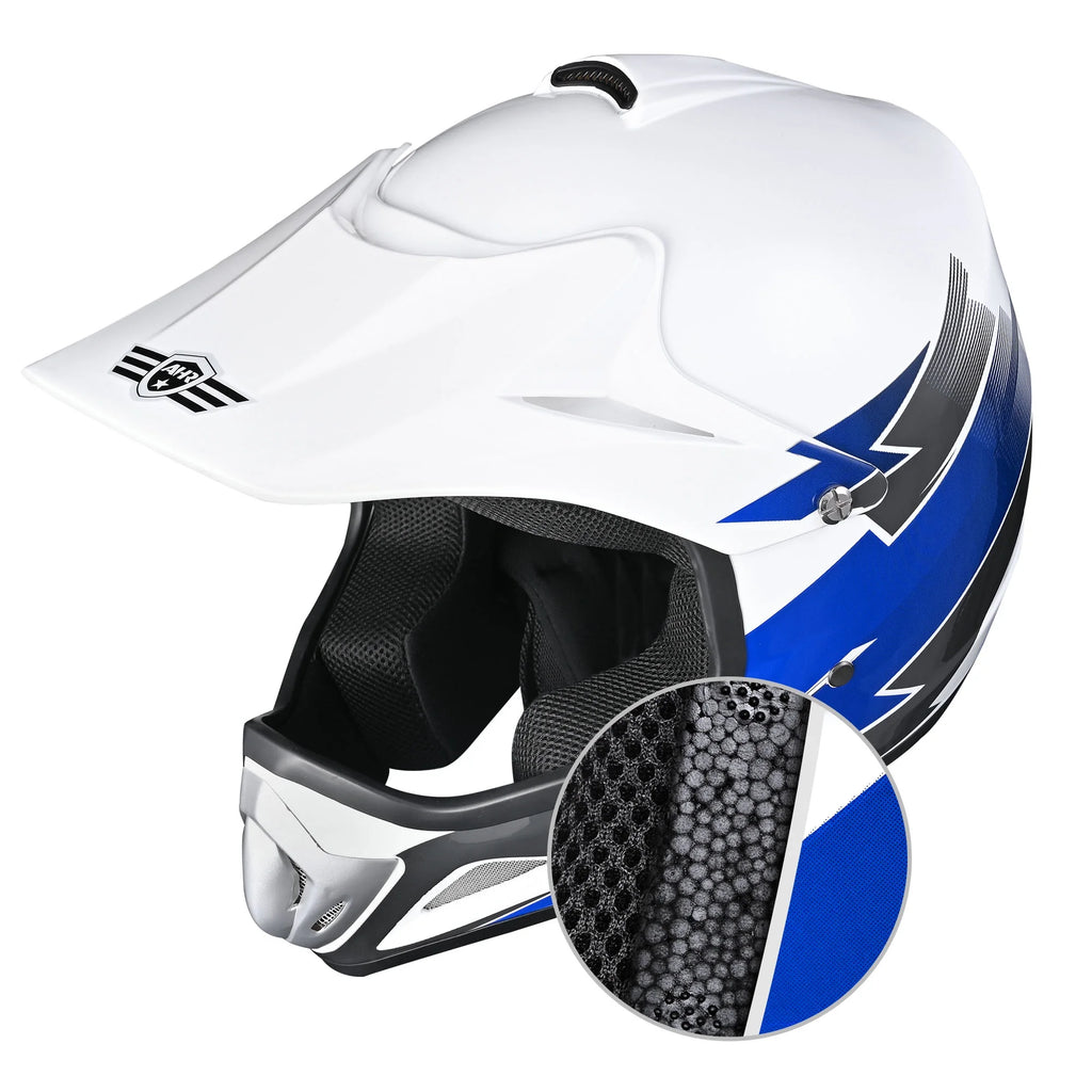Youth DOT Motocross Helmet and Goggles Set Blue M D36799
