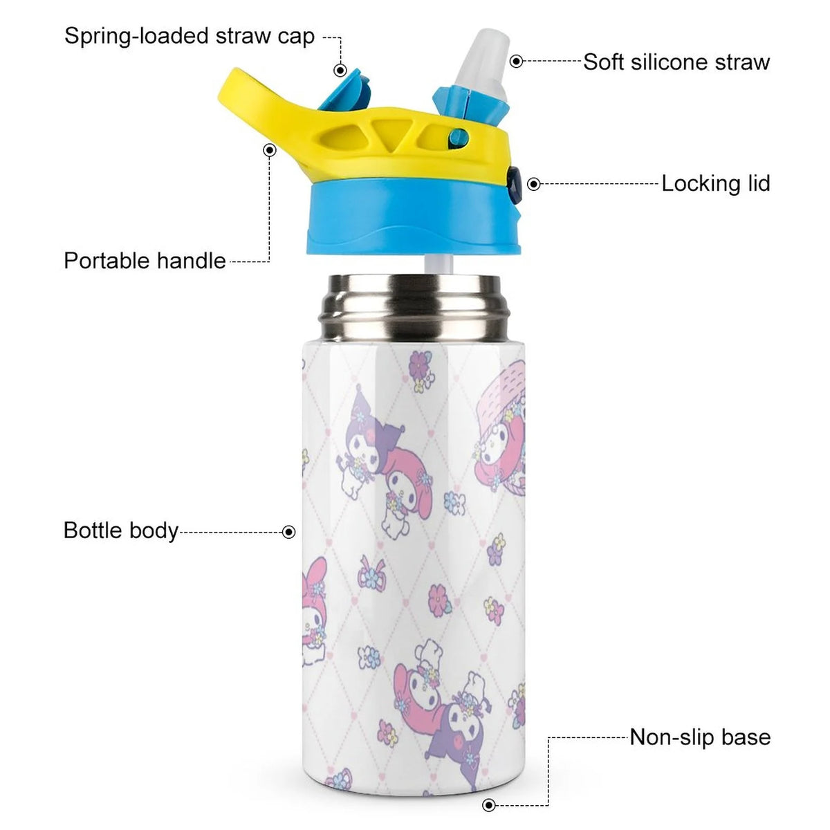 Stainless Steel Water Bottle with Straw K854