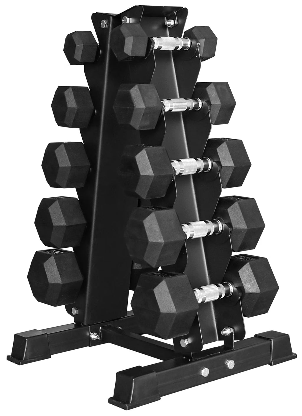 150LB Coated Hex Dumbbell Weight Set with A-Frame Storage Rack L886280