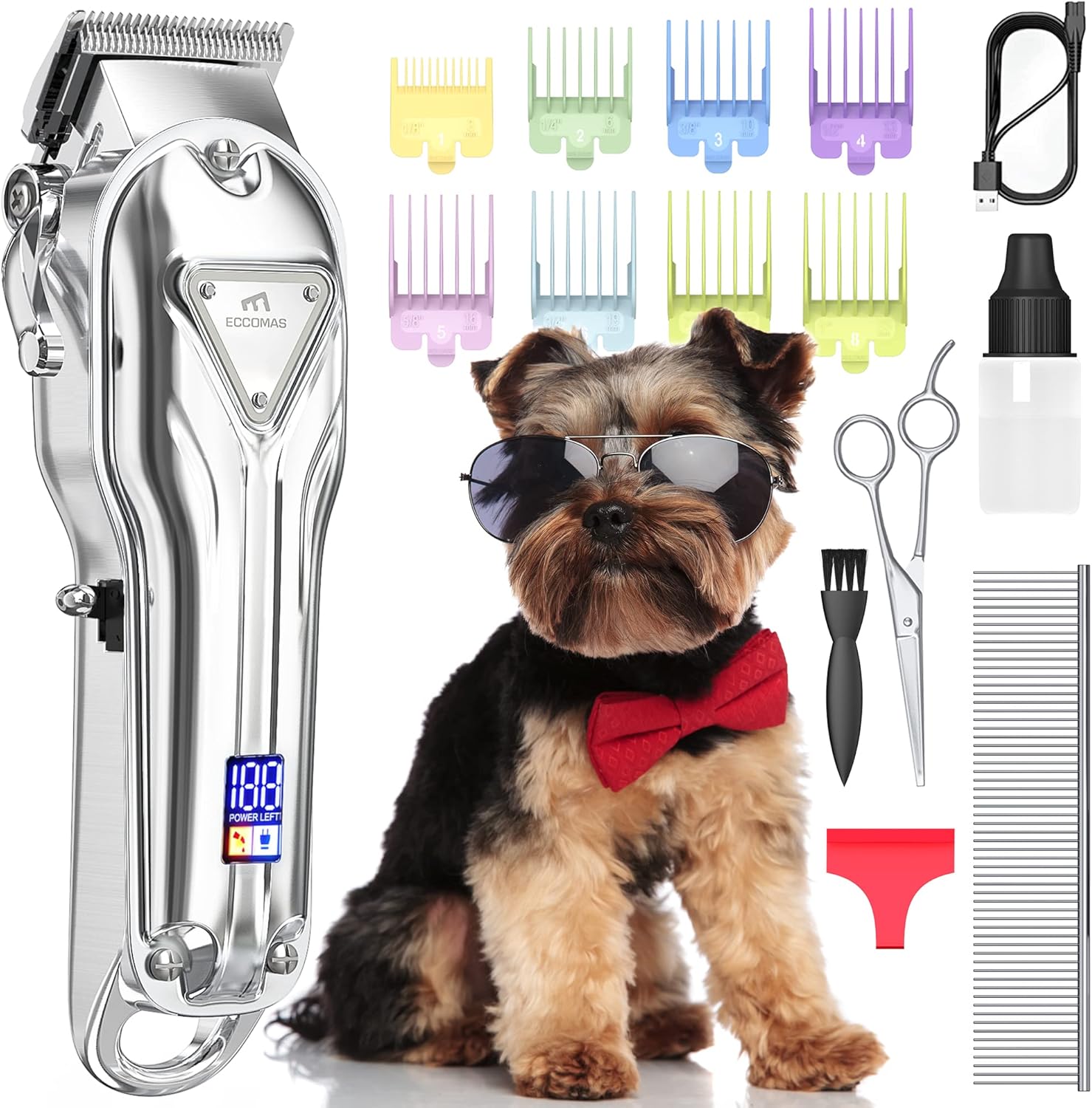 Cordless Pet Grooming Kit, USB Rechargeable Dog Hair Trimmer, Pack of 2 F3286
