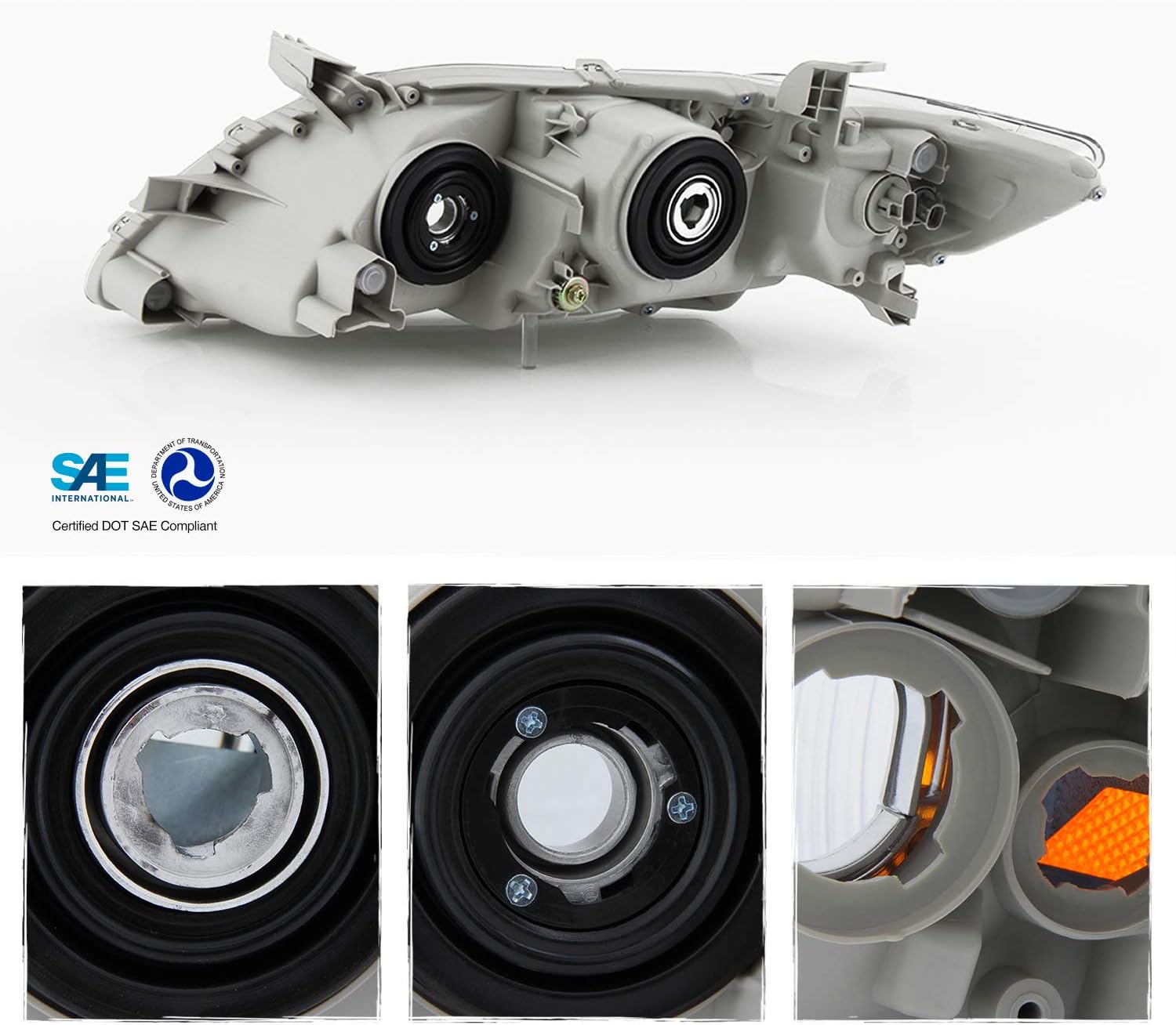 Projector Chrome Headlight Driver Left Side L7498