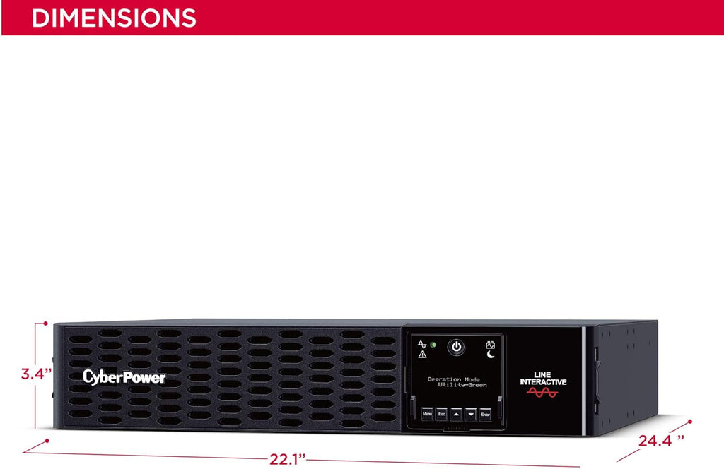 UPS System, 2000VA/2000W, 8 Outlets, 2U Rack/Tower F12956